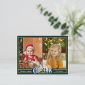 モダンSage Green Christmas JOYミニマリスト シーズンポストカード (スタンド正面)