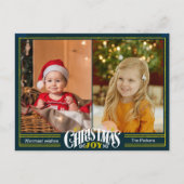 モダンSage Green Christmas JOYミニマリスト シーズンポストカード (正面)