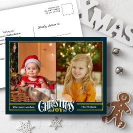 モダンSage Green Christmas JOYミニマリスト シーズンポストカード