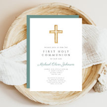 モダンSage Green Cross宗教第1聖餐式