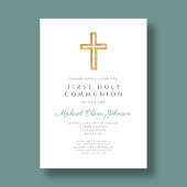 モダンSage Green Cross宗教第1聖餐式 招待状