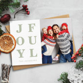 モダンSage Green Joyful One Photo Christmas シーズンカード