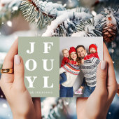 モダンSage Green Joyful Photo Chrimas シーズンカード