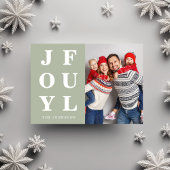 モダンSage Green Joyful Photo Chrimas シーズンカード