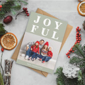 モダンSage Green Joyful Photo Chrimas シーズンカード
