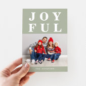 モダンSage Green Joyful Photo Chrimas シーズンカード