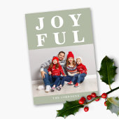 モダンSage Green Joyful Photo Chrimas シーズンカード