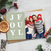 モダンSage Green Joyful Photo Chrimas シーズンカード