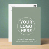 モダンSage Green Logo lビジネスホリデー ポストカード