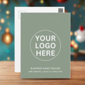モダンSage Green Logo lビジネスホリデー ポストカード