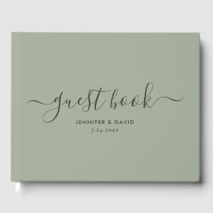 モダンSage Green Minimalistスクリプ結婚ト ゲストブック