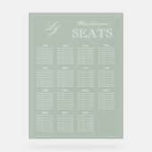 モダンSage Green Monogramスクリプ結婚トの席 アクリルサイン (正面)