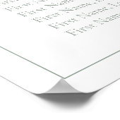モダンSage Green Monogramスクリプ結婚トの席 ポスター (角)
