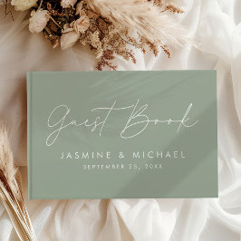 モダンSage Green Photoのスクリプ結婚ト ゲストブック