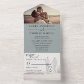 モダンSage Green Photo Collage結婚's オールインワン招待状 (内側)