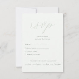 モダンSage Green QRコードイニシャル結婚 出欠カード