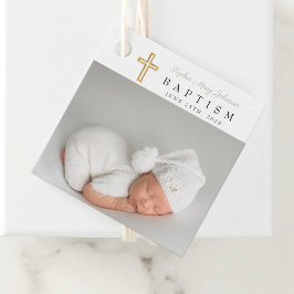 モダンSage Green Scriptフォトバプテスマ フェイバータグ