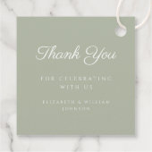 モダンSage Green Scriptフォトバプテスマ フェイバータグ (裏面)