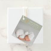 モダンSage Green Scriptフォトバプテスマ フェイバータグ (インサイチュ)