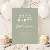 モダンSage Green Script Graduation Party金ゴールド 箔招待状