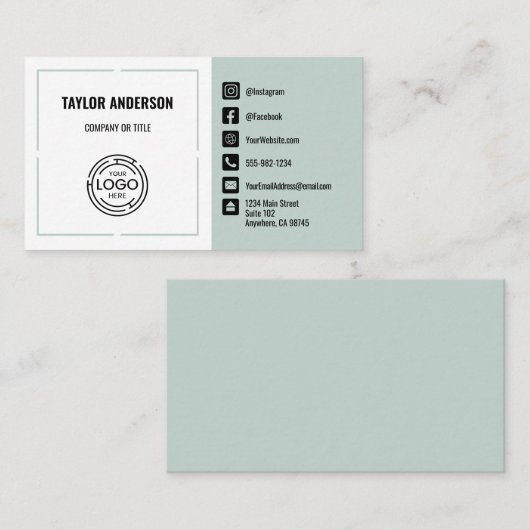 モダンSage Green Social Media 名刺 (正面/裏面)