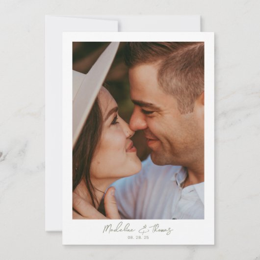 モダンSage Green Terracotta写真結婚の 招待状 (裏面)