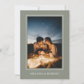 モダンSage Green & White シンプル Photo結婚's 招待状 (裏面)