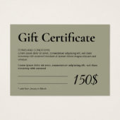 モダンSage Logo Business Gift Certificate (正面)