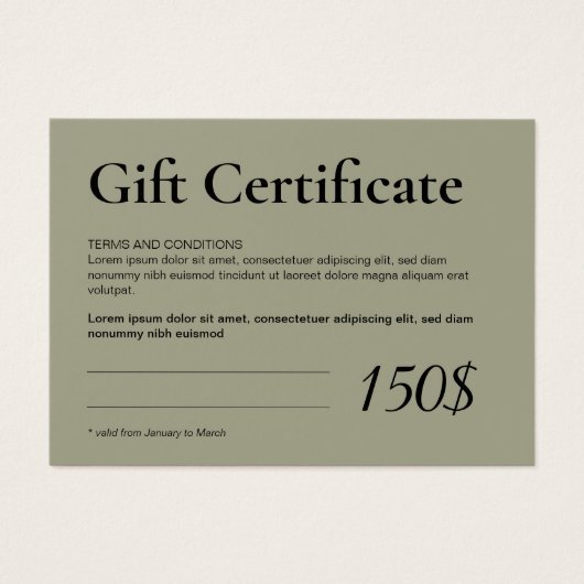 モダンSage Logo Business Gift Certificate (正面)
