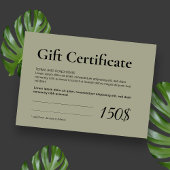 モダンSage Logo Business Gift Certificate