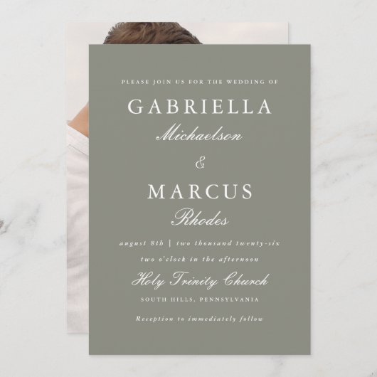 モダンSage Photo結婚's 招待状 (正面/裏面)