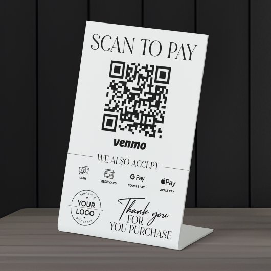 モダンScan to Pay Sign Venmo 台座サイン