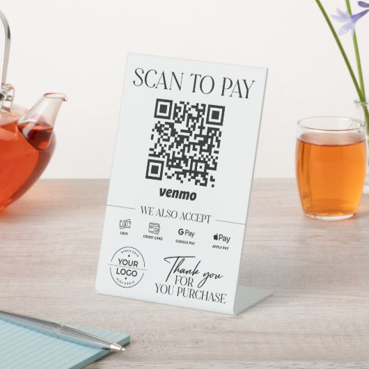 モダンScan to Pay Sign Venmo 台座サイン (インサイチュ)