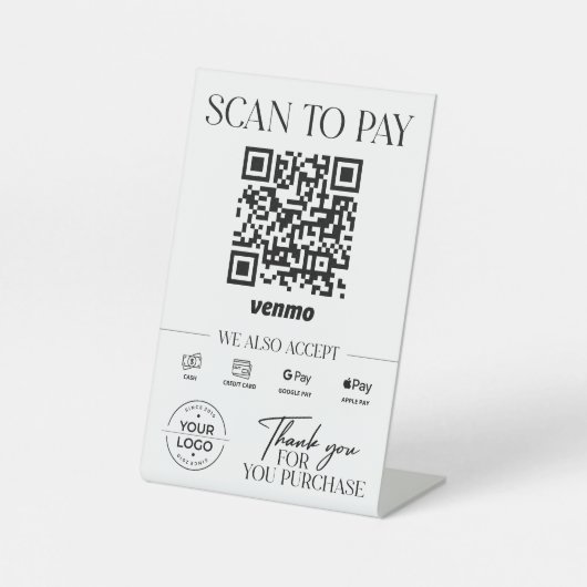 モダンScan to Pay Sign Venmo 台座サイン (正面)