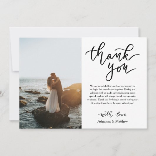 モダンScriptの写真に結婚感謝 サンキューカード (正面)