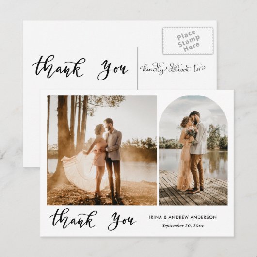 モダンScriptの写真に結婚感謝 ポストカード (正面/裏面)