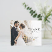 モダンScriptの結婚写真サンキューカード (スタンド正面)