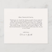 モダンScriptの結婚写真サンキューカード (裏面)