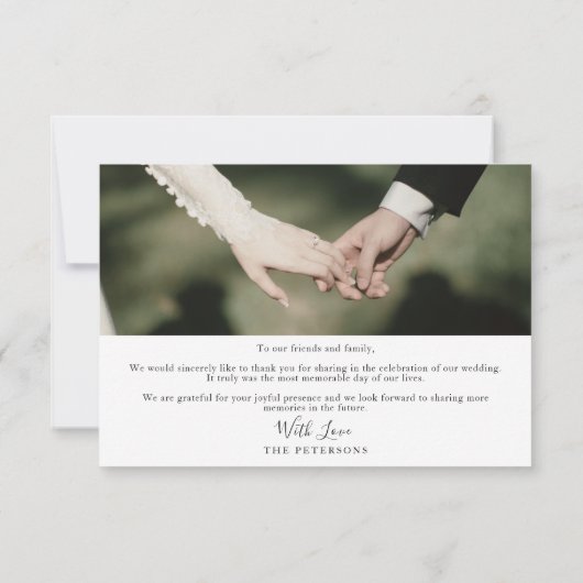 モダンScriptの結婚写真サンキューカード サンキューカード (裏面)