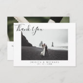 モダンScriptの結婚写真サンキューカード サンキューカード (正面/裏面)