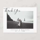 モダンScriptの結婚写真サンキューカード ポストカード (正面)