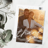 モダンScriptの結婚写真サンキューカード ポストカード