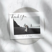 モダンScriptの結婚写真サンキューカード ポストカード