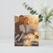 モダンScriptの結婚写真サンキューカード ポストカード (スタンド正面)