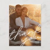 モダンScriptの結婚写真サンキューカード ポストカード (正面)