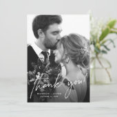 モダンScriptシンプル結婚エレガントの写真 サンキューカード (スタンド正面)