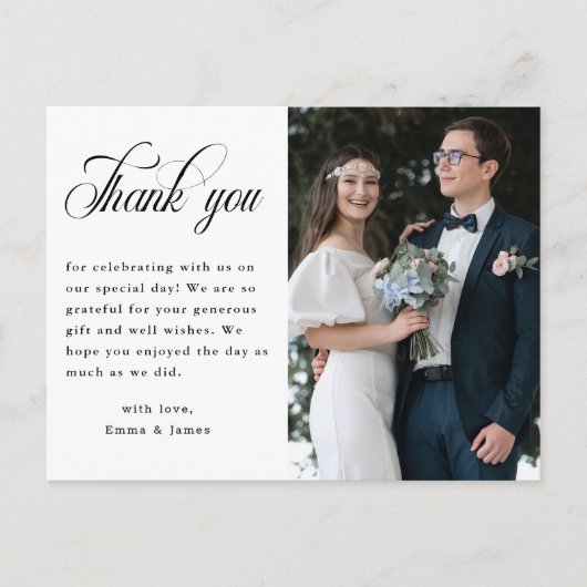 モダンScript結婚の写真あり ポストカード (正面)