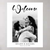 モダンScript結婚の写真の歓迎サイン ポスター (正面)
