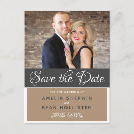 モダンScript結婚の写真Save the Date 案内ポストカード
