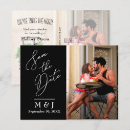 モダンScript結婚の写真Save the Date 案内ポストカード